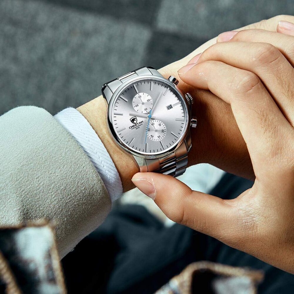 ⚡Silver White Men Watches with Black Stainles Steel and Metal Casual Waterproof - Picture 7 of 8